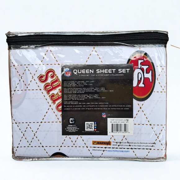 New San Francisco 49ers 4 Piece QUEEN Bed Sheet Set NFL Football SF Niners FTTB - Picture 2 of 8